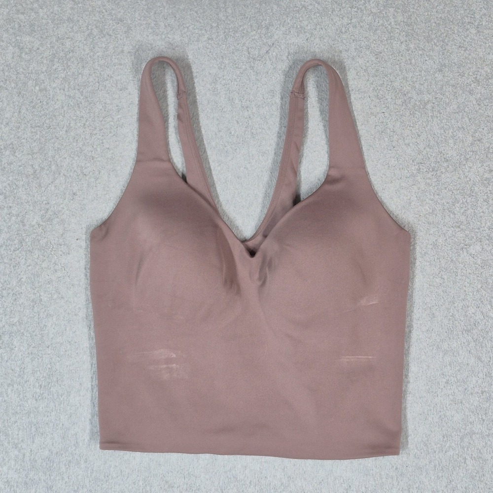 Nike Women Activewear Medium Brown Alate Crop Tank Medium Support Padded READ
